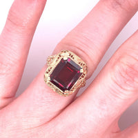 10k Yellow Gold Art Deco 5.48 Carat Genuine Natural Garnet Filigree Ring #J5158