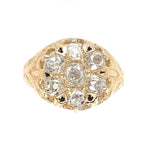 14k and 10k Gold Mine Cut Genuine Natural Diamond Cluster Men's Ring (#J6297)