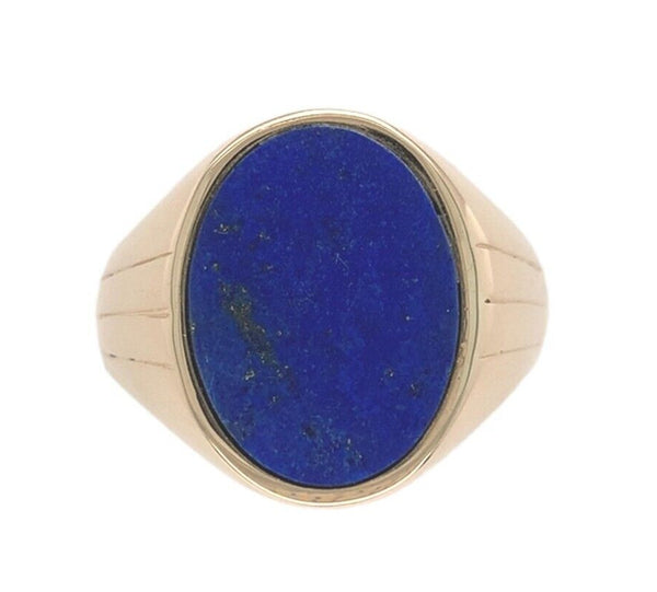 14k Yellow Gold Men's Genuine Natural Lapis Ring Size 11.25 Jewelry (#J7065)
