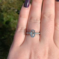 14k Gold Ring w/ Specialty Cut Genuine Natural Aquamarine Hand Engraved (#J6547)