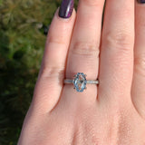 14k Gold Ring w/ Specialty Cut Genuine Natural Aquamarine Hand Engraved (#J6547)