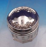 Sterling Silver and Glass Dresser Jar with Bows 1 1/2" x 2" (#9300)