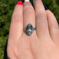 18k White Gold Filigree Ring w/Specialty Cut Genuine Natural Aquamarine (#J6611)