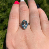18k White Gold Filigree Ring w/Specialty Cut Genuine Natural Aquamarine (#J6611)