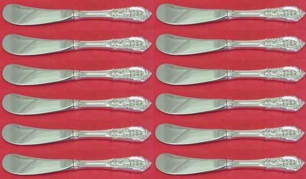 Rose Point by Wallace Sterling Silver Butter Spreader Hollow Handle 6" Set of 12