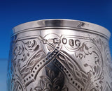 John Evans English Victorian Sterling Silver Goblet Fancy Engraved 6 1/4" #7932