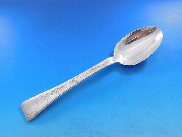 Lap Over Acid Etched by Tiffany Sterling Silver Serving Spoon Floral 8 5/8"
