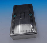 Deco Style Sterling Silver Cigarette Case / Box w/Enamel Wood #105 31609 (#8936)