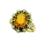 10k Yellow Gold Victorian Citrine and Seed Pearl Ring (#J4526)