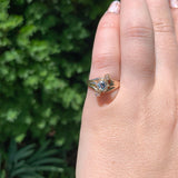 10k Rose Gold Victorian Genuine Natural Aquamarine Ring with Diamonds (#J6776)
