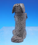 Silverplate Pepper Shaker Form of Dog Brown Glass Eyes Victorian 2 3/4" (#9028)