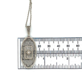 14k Gold Art Deco Genuine Natural Rock Crystal Quartz Filigree Pendant (#J6275)