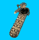 Silverplate Chatelaine Eye Glasses Case with Pierced Engraved Flowers (#J1312)