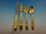 Old Mirror Gold by Towle Sterling Silver Flatware Set For 6 Service Vermeil