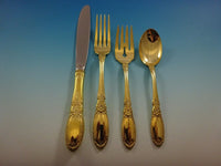 Old Mirror Gold by Towle Sterling Silver Flatware Set For 6 Service Vermeil