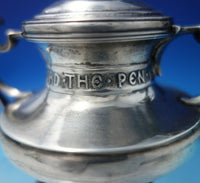 B and Shield English Sterling Silver Inkwell w/Deco Style Insect Handles (#5423)