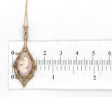 10k Yellow Gold Shell Cameo Pendant with Applied Green Gold Leaves (#J6439)