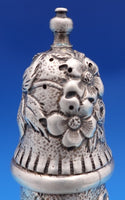 Repousse by Kirk Sterling Silver Open Salt Pepper Shaker & Spoon Set 3-pcs #8365