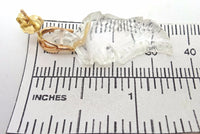 14k Rose Gold Carved Genuine Natural Rock Crystal Quartz Leaf Earrings (#J128)