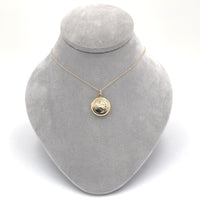 10k Yellow Gold Small Round Engraved Locket with 14k Chain Jewelry (#J6525)