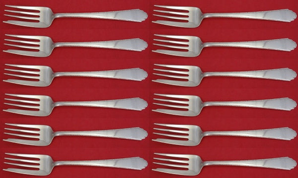 William and Mary by Lunt Sterling Silver Salad Fork Set 12 pieces 6"