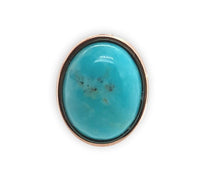 14k Rose Gold Genuine Kingman Turquoise Stud Earrings 4.24 Carat TW (#J7142)