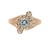 10k Rose Gold Victorian Genuine Natural Aquamarine Ring with Diamonds (#J6776)