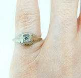 Art Deco 18k White Gold Genuine Natural Diamond Filigree Ring .10ct (#J738)