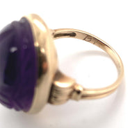 13k Yellow Gold European Carved Amethyst Scarab Ring Size 6.5 Jewelry (#J6271)