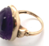 13k Yellow Gold European Carved Amethyst Scarab Ring Size 6.5 Jewelry (#J6271)