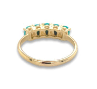 14k Yellow Gold Genuine Natural Turquoise Five-Stone Band Ring Size 6 (#J6800)