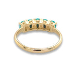14k Yellow Gold Genuine Natural Turquoise Five-Stone Band Ring Size 6 (#J6800)