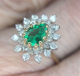 14k Gold .44ct Genuine Natural Emerald and Diamond Ring Size 7.5 (#J3997)