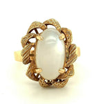 14k Yellow Gold Large White Flash Genuine Natural Moonstone Ring (#J5306)