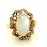 14k Yellow Gold Large White Flash Genuine Natural Moonstone Ring (#J5306)