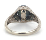 14k White Gold Filigree Deco Style 7.5mm Tahitian Black Pearl Ring 4.25 (#J7564)