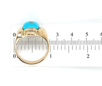 10k Yellow Gold 3.66ct Men's Cabochon Genuine Natural Turquoise Ring (#J6133)