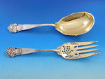 Georgian by Towle Sterling Silver Salad Serving Set 2pc Gold Washed Pierced 9"