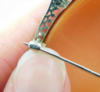 Art Deco 14k Gold Genuine Natural Shell Cameo and Diamond Filigree Pin (#J1895)