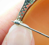 Art Deco 14k Gold Genuine Natural Shell Cameo and Diamond Filigree Pin (#J1895)