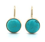14k Gold 5.71ct TW Genuine Natural Kingman Turquoise Drop Earrings (#J6113)