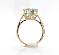 10k Yellow Gold 3.13 Carat Oval Cut Genuine Natural Aquamarine Ring (#J6356)