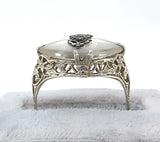 14k Gold Filigree Genuine Natural Rock Crystal Diamond Ring Size 7.75 (#J6207)