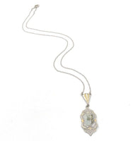 14k Gold Filigree 2.20 Carat Genuine Natural Gold Vein Quartz Pendant (#J7027)