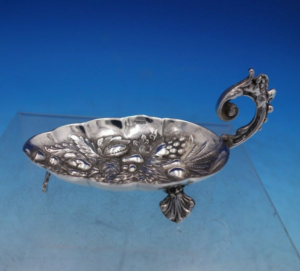 Egyptian Silver Nut Dish Cast Repousse Fruit Flowers Handle Shell Feet (#6747)