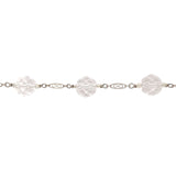 14k White Gold Art Deco Genuine Natural Rock Crystal Bead Bracelet (#J7032)
