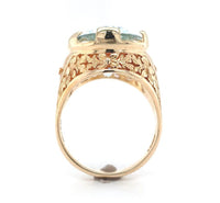 14k Yellow Gold GIA 11.95 Carat Fine Genuine Natural Aquamarine Ring (#J6508)