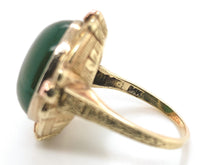 14k Gold Green Genuine Natural Onyx Ring with Applied Rose Gold Flowers (#J7239)