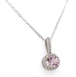 14k Gold .58ct Pink Genuine Natural Morganite Pendant with Diamond Halo (#J6469)