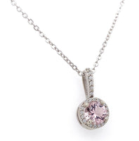 14k Gold .58ct Pink Genuine Natural Morganite Pendant with Diamond Halo (#J6469)